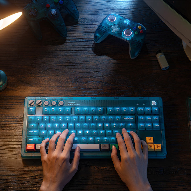 8BitDo Retro 87 Keyboard - Clear Blue image 3